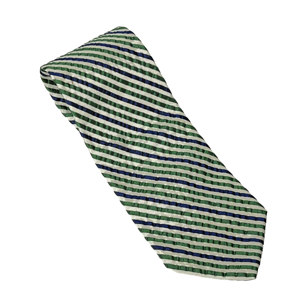 Brooks Brothers 346 Necktie Blue Green Stripes 80% Silk 20% Nylon 60"